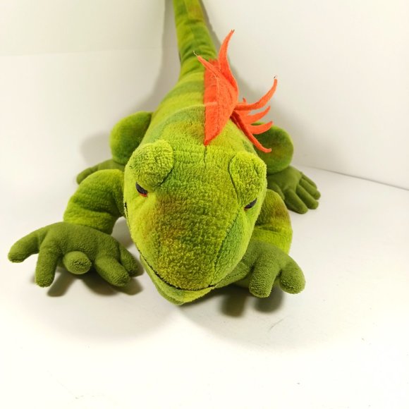 Wild Republic Iguana Lizard Stuffed Animal Plush Green Orange Realistic 23" - Picture 4 of 14